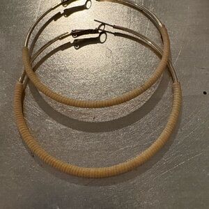 Tan Wrapped Hoop Earrings